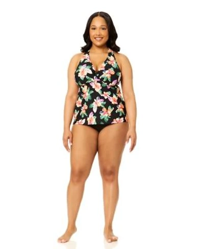 Island Escape Plus Size V Neck Race Back Tank Top Bottoms
