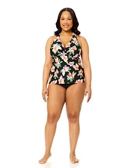 Island Escape Plus Size V Neck Race Back Tank Top Bottoms