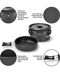Aofar 16pcs Non-Stick Camping Cookware Set with Folding Stove & Stainless Steel Tableware