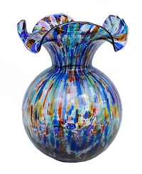 Vietri Hibiscus 96 oz. Glass Carnevale Medium Fluted Vase