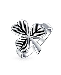 Bling Jewelry Celtic Good Luck Irish Shamrock Clover Band Ring Antiqued Oxidized Sterling Silver