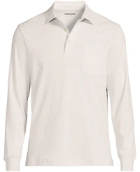 Lands' End Men's Long Sleeve Cotton Supima Polo Shirt with Pocket