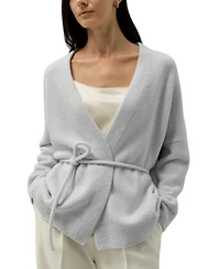 Lilysilk Women's Boucle Knit Silk-Cashmere Wrap Cardigan