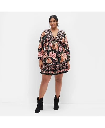 City Chic Women's Devine Mini Border Dress