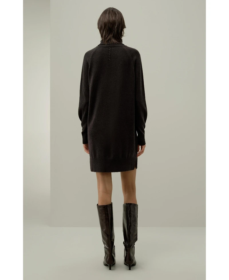 Lilysilk Women's Wool-Cashmere Turtleneck Sweater Dress