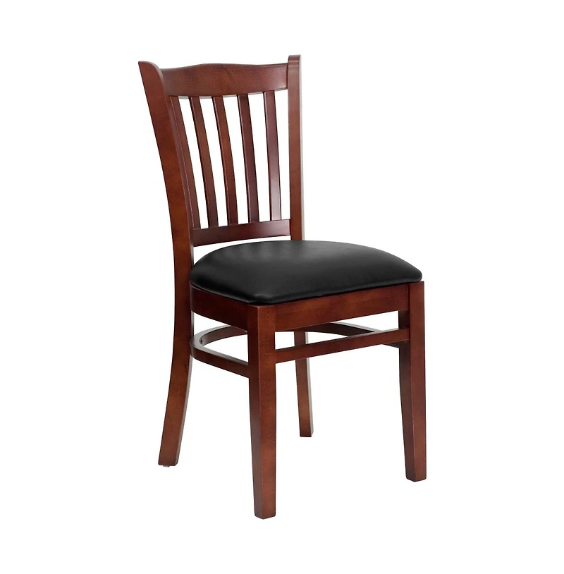 Emma+Oliver 2 Pack Vertical Slat Back Wooden Restaurant Chair