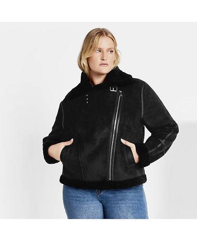 City Chic Plus Sherpa Hunter Jacket