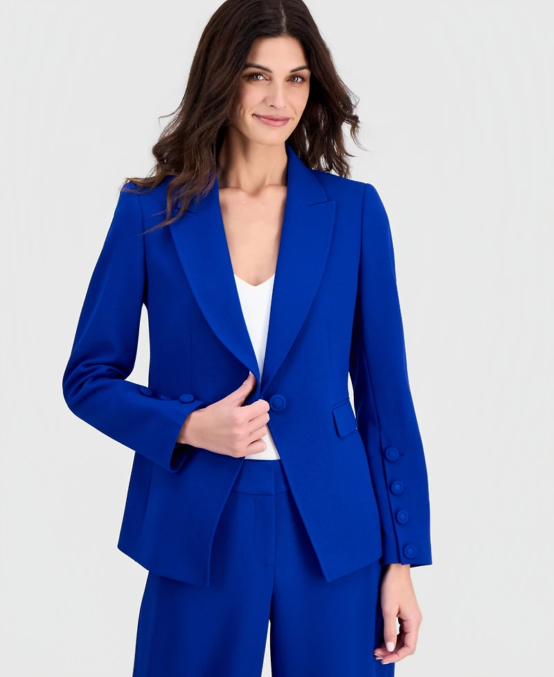 Tahari Asl Petite Peak Lapel One Button Blazer