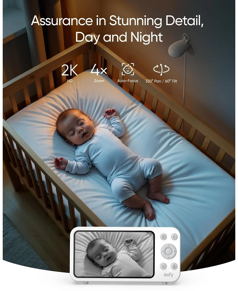eufy Baby Monitor E20, 2K Resolution, 5'' 720p Display