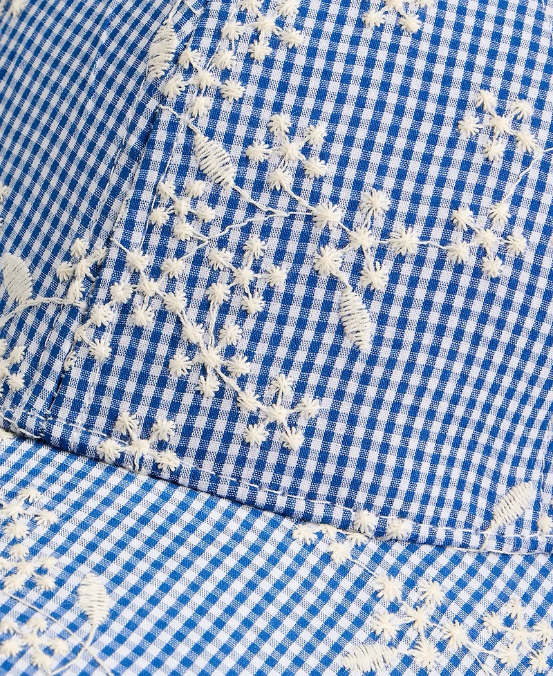 On 34th Floral Embroidered Gingham Baseball Cap, Macy's Exclusive