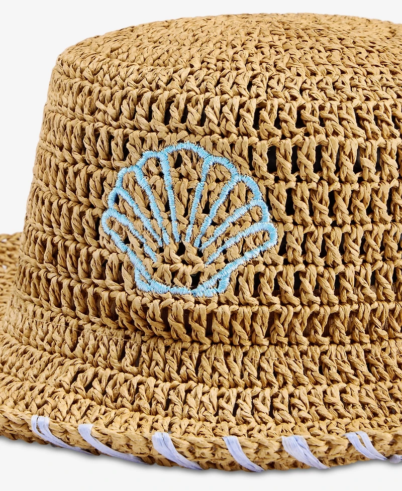 On 34th Icon Embroidered Crochet Straw Bucket Hat, Macy's Exclusive