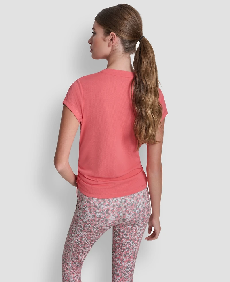 Dkny Sport Women's Ruched Side Seams V-Neck Tech T-Shirt