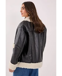Nasty Gal Women's Borg Bonded 80s Aviator Jacket