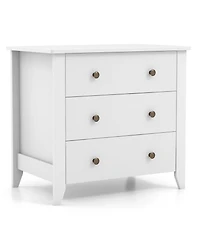 sumyeg White 3-Drawer Dresser Chest, Bedside Table with Storage