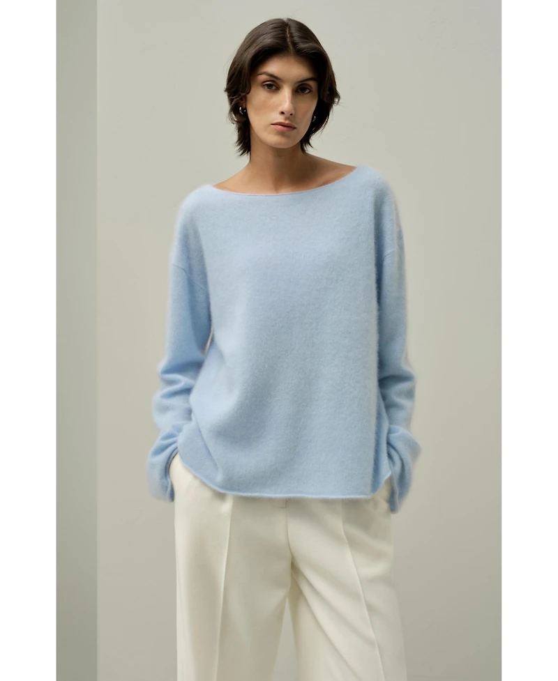 Lilysilk Women's Boat-Neck Brushed Cashmere Sweater