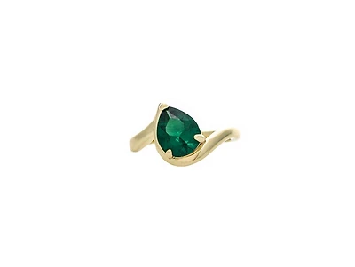 Rivka Friedman Kelly Green Pear Cz Shaped Wavy Band Solitaire Ring