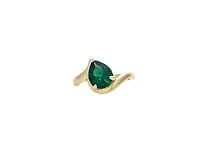 Rivka Friedman Kelly Green Pear Cz Shaped Wavy Band Solitaire Ring