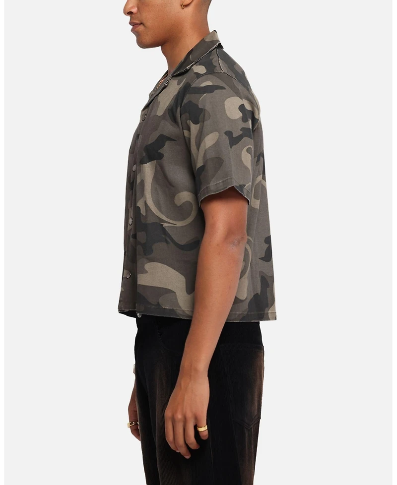 Xxiii Men's Washed Camo Button Up Shirt