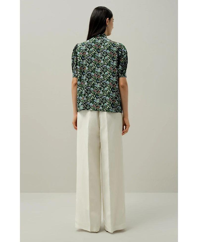 Lilysilk Women's Puff-Sleeve Blouse - Made With Liberty Fabric