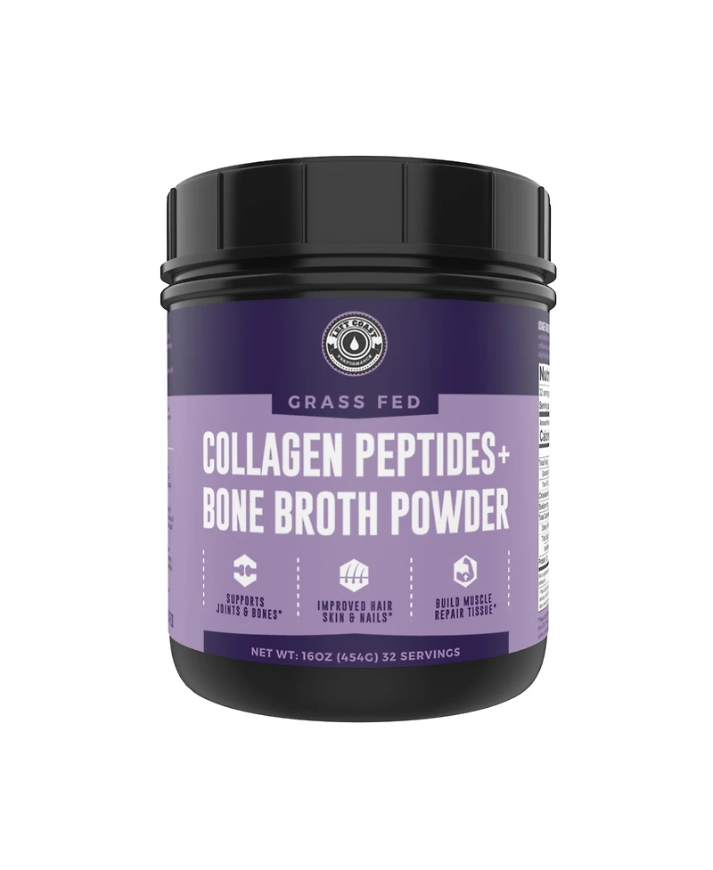 Left Coast Collagen Peptides + Bone Broth Powder, Unflavored, 16oz