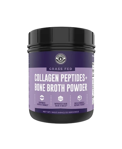 Left Coast Collagen Peptides + Bone Broth Powder, Unflavored, 16oz