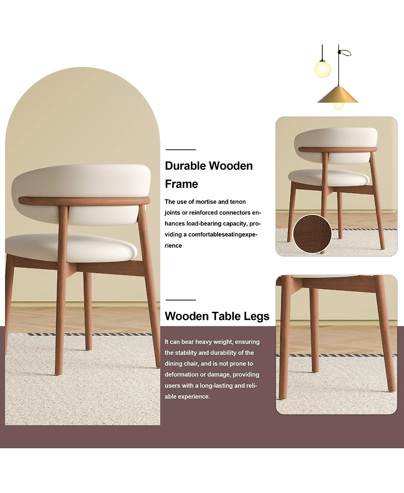 Boyel Living Mid-Century Modern Dining Chairs Set of 2 with Wooden Legs for Kitchen and Living Room