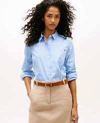 Tommy Hilfiger Women's Classic Poplin Roll-Tab Long-Sleeve Shirt