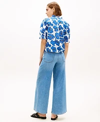 Tommy Hilfiger Women's Pin Tuck Cambric Short-Sleeve Blouse Top