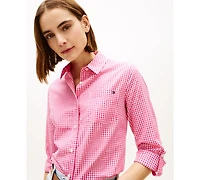 Tommy Hilfiger Women's Gingham Print Roll-Tab Shirt