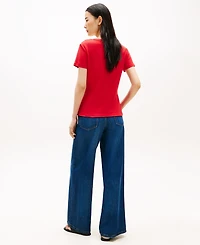 Tommy Hilfiger Women's Rib Slim V-Neck Short-Sleeve T-Shirt