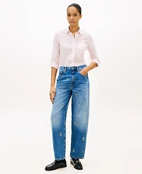 Tommy Hilfiger Women's Clip Dot Roll-Tab Collared Shirt
