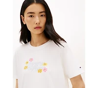 Tommy Hilfiger Women's Graphic Floral Crew Neck T-Shirt
