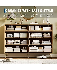 Fluted Dresser for Bedroom with 8 Drawers,55" Wide Modern Chest of Wooden Drawers