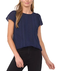 CeCe Women's Flutter Sleeve Crewneck Top