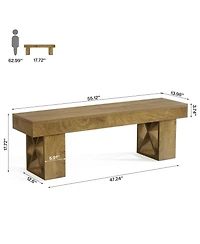 Tribesigns 55-Inch Extra Long Dining Bench, Farmhouse Wooden Entryway Bench, Indoor End of Bed Stool, Brown