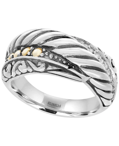 Effy Collection Diamond (1/20 ct. t.w.) Ring in Sterling Silver with 18k Yellow Gold