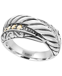 Effy Collection Diamond (1/20 ct. t.w.) Ring in Sterling Silver with 18k Yellow Gold
