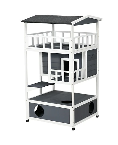 Aostirmotor Cat House with Asphalt Roof, Escape Doors,Condo, Jumping Platform