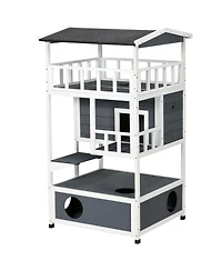 Aostirmotor Cat House with Asphalt Roof, Escape Doors,Condo, Jumping Platform