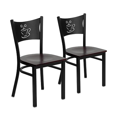 Emma+Oliver 2 Pack Coffee Back Metal Restaurant Chair