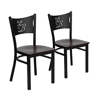 Emma+Oliver 2 Pack Coffee Back Metal Restaurant Chair