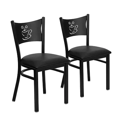 Emma+Oliver 2 Pack Coffee Back Metal Restaurant Chair
