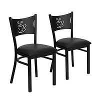 Emma+Oliver 2 Pack Coffee Back Metal Restaurant Chair