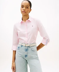 Tommy Hilfiger Women's Classic Poplin Roll-Tab Long-Sleeve Shirt