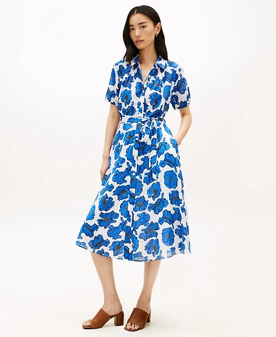 Tommy Hilfiger Women's Pin Tuck Cambric Collared Dress