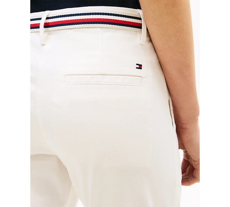 Tommy Hilfiger Women's Twill Slim Belted Chinos Pants