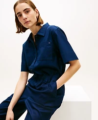 Tommy Hilfiger Women's Utility Shirt Short-Sleeve Jumpsuit