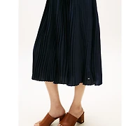 Tommy Hilfiger Women's Mix Media Pleated Sleeveless Midi Dress