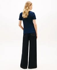 Tommy Hilfiger Women's Stripe Slim V-Neck Short-Sleeve T-Shirt