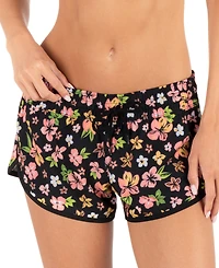 Hurley Women's Hibiscus Dream Phantom Floral Print Pull-On Board Shorts